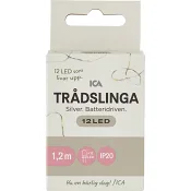 Trådslinga 12LED Silver Batteri ICA