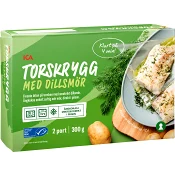 Torskrygg med dillsmör 2-p Fryst 300g ICA