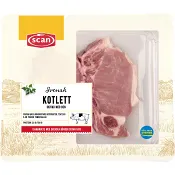 Fläskkotlett Färsk Skivad med ben ca 500g Scan