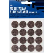 Möbeltassar självhäftande Bruna 20mm 16p ICA