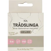 Trådslinga 40LED Silver Batteri ICA