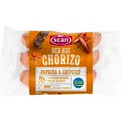 Choritzo Red hot Paprika & Chipotle 75% Kötthalt 300g Scan