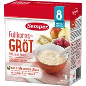 Fullkornsgröt Mild Frukt Från 8m 16 port 480g Semper