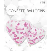 Ballong konfetti hjärtan 4-p Happy Party