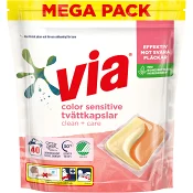 Tvättkapslar Color Sensitive Parfymfri 40-p Via