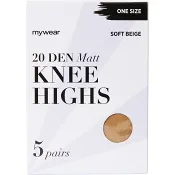 Knästrumpa 20D Soft Beige Onesize 5-p Mywear