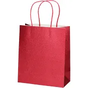Presentpåse glitter röd 19x22 cm