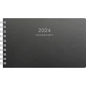 Kalender 2024 Veckokalender Svart 300x90mm Burde
