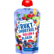 Fruktsmoothie hallon & blåbär 6m 120 g ICA I love eco