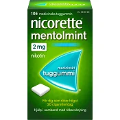 Nicorette Mentolmint Medicinskt tuggummi 2mg 105-p