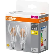 LED CL A Normal E27 40W Klar 2-pack Osram