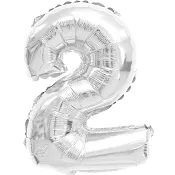 Folieballong Nr 2 Silver 35cm Happy Party
