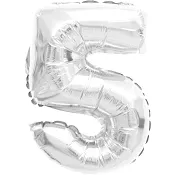 Folieballong Nr 5 Silver 35cm Happy Party