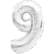 Folieballong Nr 9 Silver 35cm Happy Party