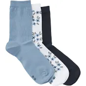 Strumpa 3p blomma 39/41 ICA I love eco