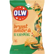 Potatischips Chips Brynt smör/Ramslök 275g Olw