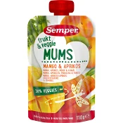 Barnmat Frukt & veggie mums mango, aprikos 6m 110g Semper