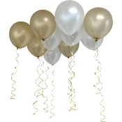 Ballong 10-p m band vit/guld 30cm Festive