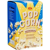 Popcorn Mikropopcorn smörsmak 3-p 270g ICA