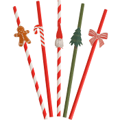 Sugrör Jul blandade motiv 20cm 10-p Festive