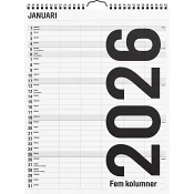 VäggKalender black white 5 kol 2026