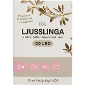 Ljusslinga 20LED guldlöv / jute 2m ICA