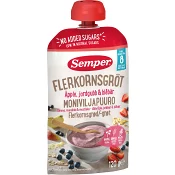 Flerkornsgröt äpple & jordgubb 8m 120g Semper