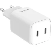Väggladdare 45W 2xUSB-C vit Smartline