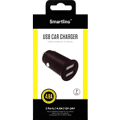 Billaddare 2xUSB 4.8a svart Smartline