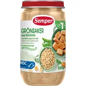 Barnmat Grönsaker med fisk & ärtor 1år 235g Semper