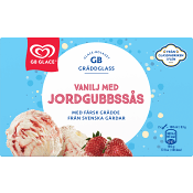 Glass Vanilj med jordgubbssås 500ml GB Gräddglass