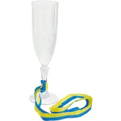 Champagneglas m blå/gult band 22,5cm Festive