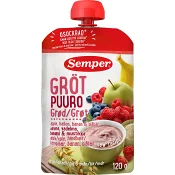Gröt äpple, hallon, banan & blåbär 6m 120g Semper