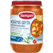 Barnmat Krämig gryta med fisk & gröna bönor 6m 190g Semper