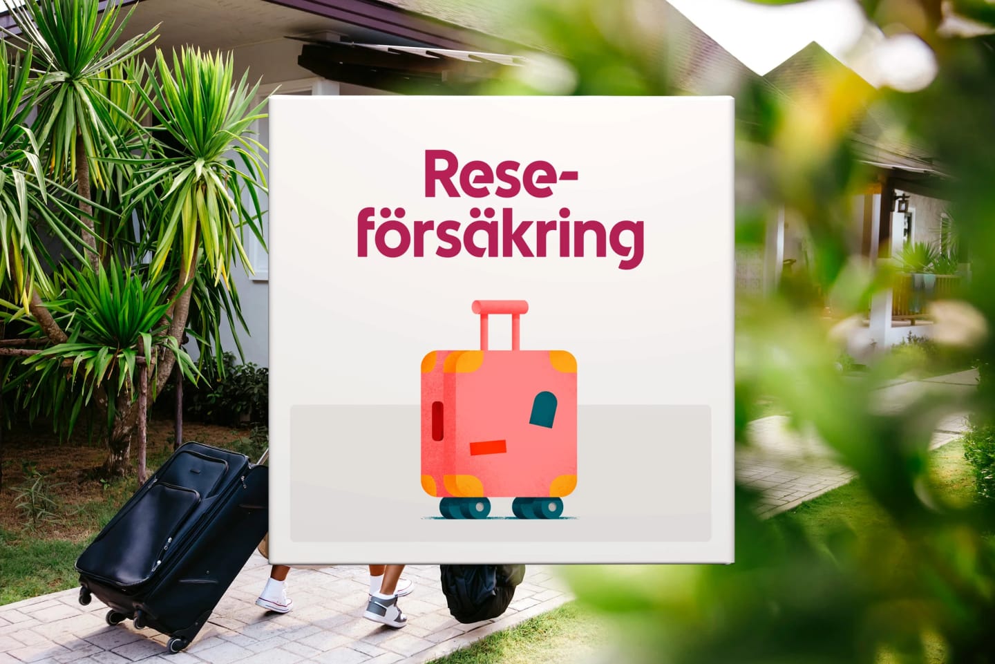 ICA Försäkrings försäkringsbox som symboliserar reseförsäkring. På boxen syns en resväska.