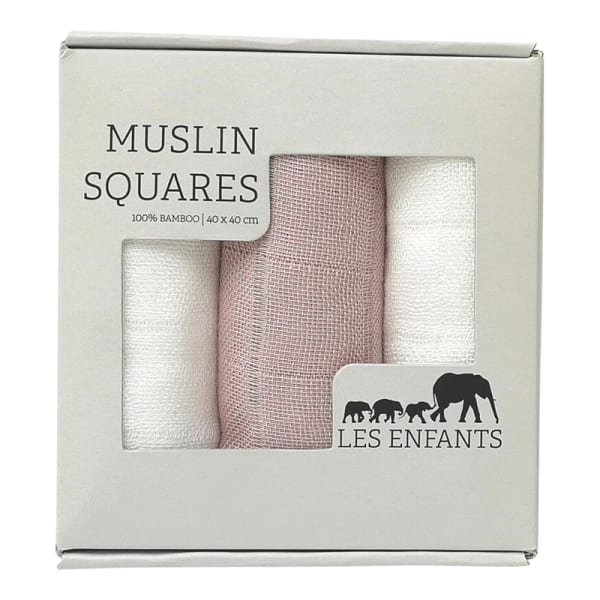 Les Enfants Muslin Squares 3-pack Rosa