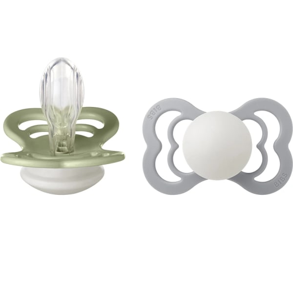 BIBS Supreme Silicone Sage Glow/Cloud Glow 2-pack Size 2