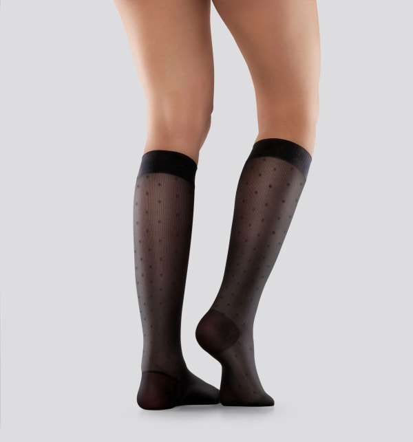Mabs Nylon Knee Black Dotted 1 par S