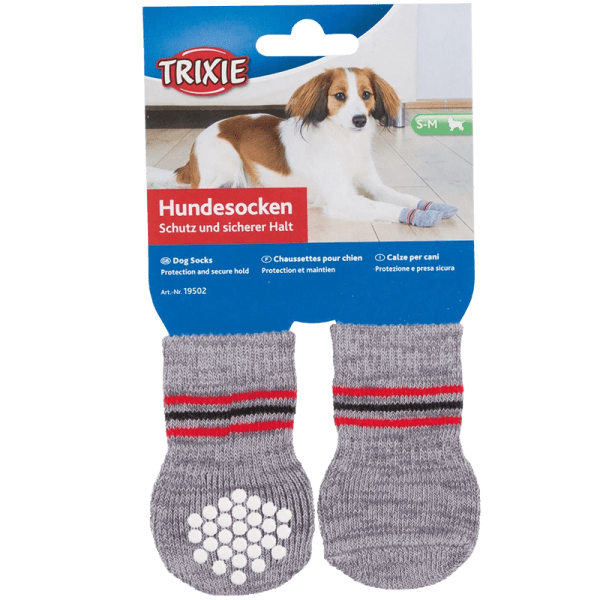 Trixie Hundsock 2-pack Non-slip Grå L