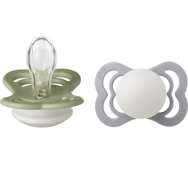 BIBS Supreme Silicone Sage Glow/Cloud Glow 2-pack Size 1