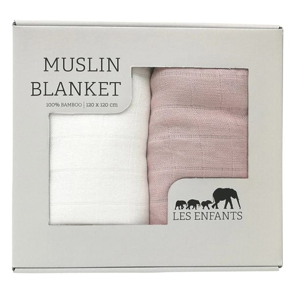 Les Enfants Muslin Blanket 2-pack Rosa
