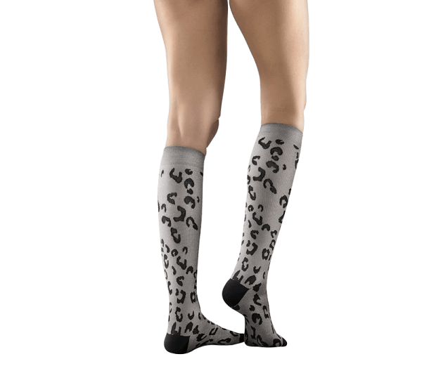 Mabs Cotton Knee Grey Leopard L