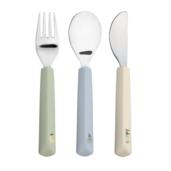 LÄSSIG Cutlery Silicone Handle Happy Fruits 3 Delar Lemon
