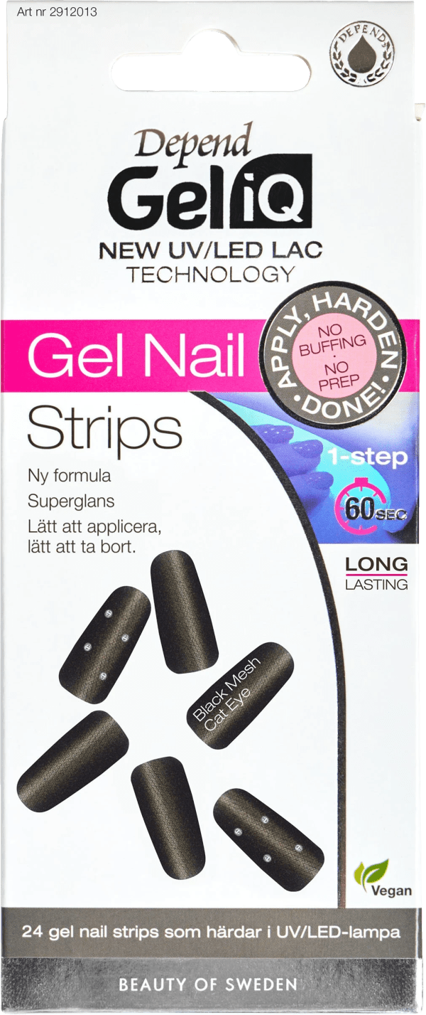 Depend Gel iQ Gel Nail Strips 24 st Black Mesh Cat Eye
