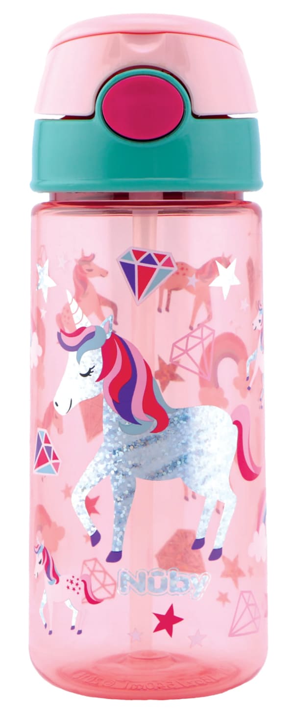 Nuby Flaska Soft Straw Push Cup Glitter 540 ml Enhörning