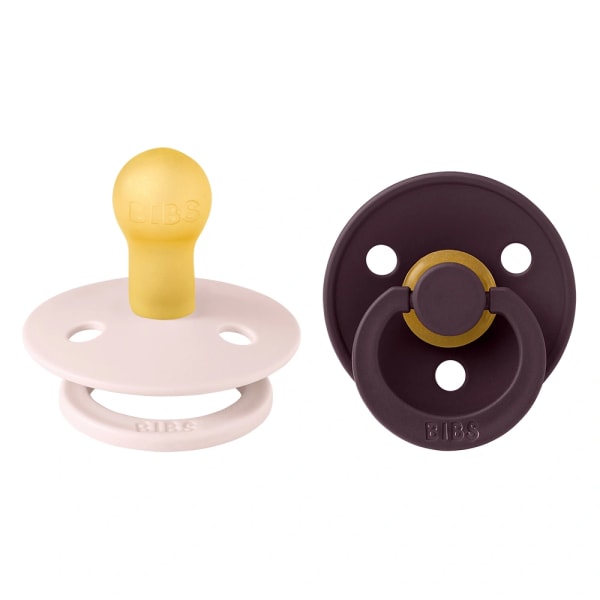 BIBS Pacifier Colour Latex Petal/Plum 2 pack Size 1