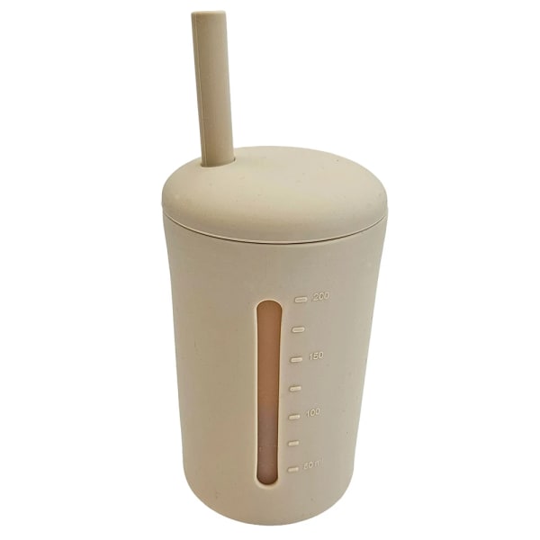 Summerville Organic Mugg med sugrör Silikon 200ml Sandshell