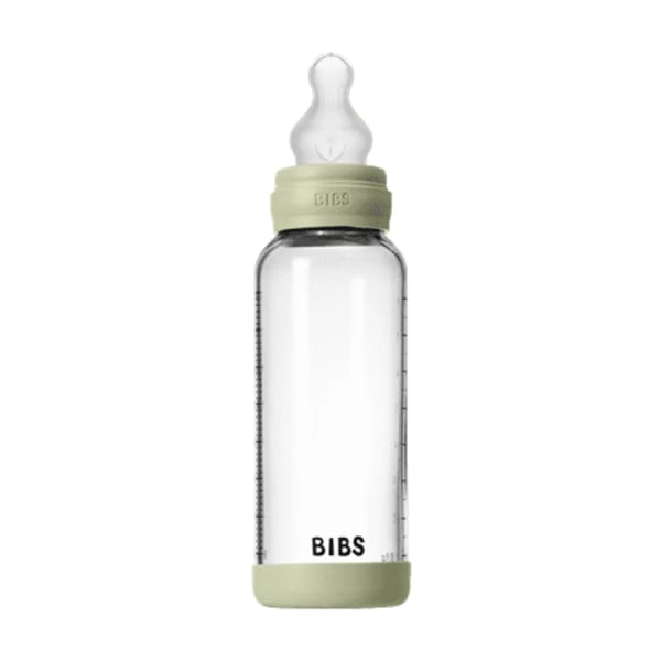 BIBS Glass Baby Bottle Round Silicone Medium Flow 240 ml
