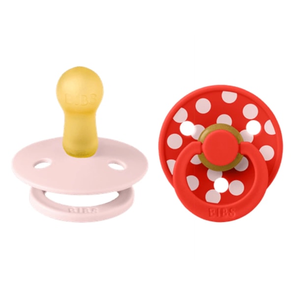 BIBS Pacifier Studio Colour Polka Latex Blossom/Candy Apple 2-pack Size 2