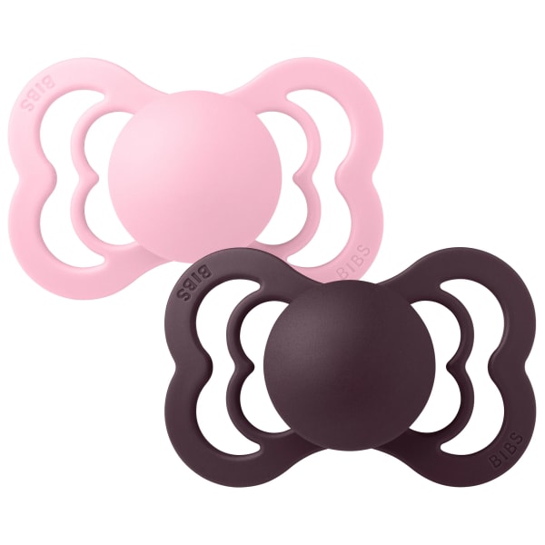 BIBS Pacifier Supreme Silicone Baby Pink/Plum 2-pack Size 2